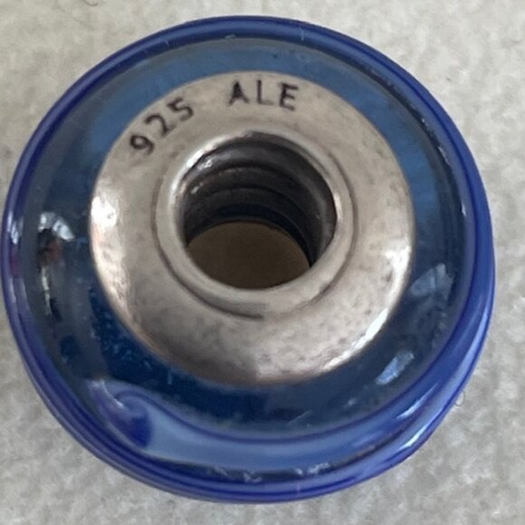 Retired Pandora Blue Ribbon Murano Glass Charm - Picture 4 of 4